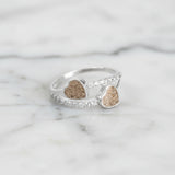 Ring with Ashes in Silver Hearts with Cubic Zirconia