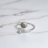 Ring with Ashes in a Circle and Spiral Zirconia in Silver
