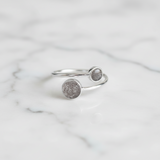 Ring with Ashes or Hair in Double Circle Adjustable