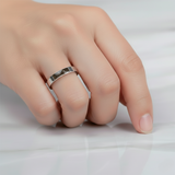 Ring with Ashes in Rectangular Gem of Silver