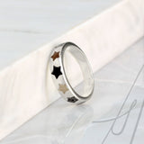 Pet Ashes Ring in Silver Stars