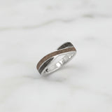 Pet Hair Ring with Crossed Silver Bands