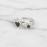 Ring with Pet Hair in Heart and Star