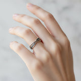 Pet Hair Ring with Crossed Silver Bands
