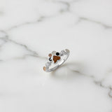Pet Hair Ring with Paw Print and Cubic Zirconia