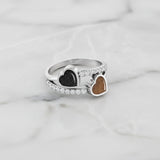 Ring with Pet Hair in Hearts with Cubic Zirconia