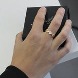 Silver ring · Solitaire with cubic zirconia and sides with sand or earth