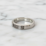 Ring with Ashes in Rectangular Gem of Silver