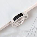 Ring with Ashes in Rectangular Gem of Silver