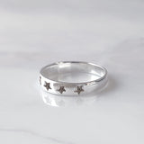 Pet Ashes Ring in Silver Stars