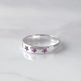 Pet Ashes Ring in Silver Stars