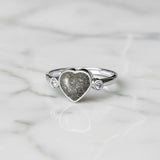 Ashes Ring in Silver Heart with Cubic Zirconia