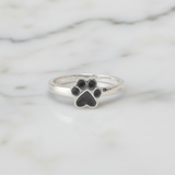 Silver Ring · Paw Print with Hair from Your Pet