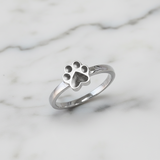 Silver Ring · Paw Print with Hair from Your Pet
