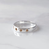 Ring with Pet Hair in Silver Stars