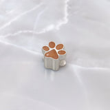 Charm with Pet Hair in Silver Paw Print