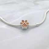 Charm with Pet Hair in Silver Paw Print