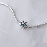 Charm with Ashes in Silver Paw Print