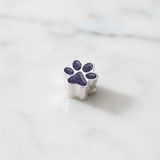 Charm with Ashes in Silver Paw Print