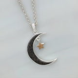 Silver Pendant · Moon with Star with Sand or Earth