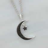 Silver Pendant · Moon with Star with Sand or Earth
