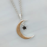 Silver Pendant · Moon with Star with Sand or Earth