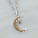 Silver Pendant · Moon with Star with Sand or Earth