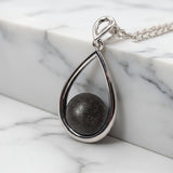 Pendant with Pet Ash Sphere inside Silver Teardrop