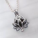 Pendant with Pet Ashes inside Silver Lotus Flower