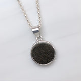 Silver Pendant · Circle with Sand or Earth