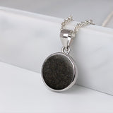 Silver Pendant · Circle with Sand or Earth