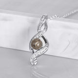 Pet Ashes Pendant in Silver Loop with Cubic Zirconia