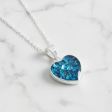 Pet Ashes Pendant in Shiny Silver Heart