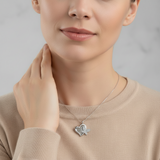 Pet Ashes Pendant in Silver Heart with Butterfly and Cubic Zirconia