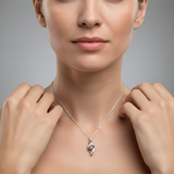 Pet Ashes Pendant in Silver Loop with Cubic Zirconia
