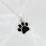 Silver Pendant with Ashes or Hair in Pet Paw Print