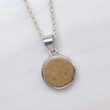 Silver Pendant · Circle with Sand or Earth