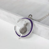 Pendant with Ashes or Hair in Silver Cat and Moon