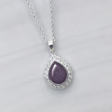 Silver Tear-Shaped Pendant with Pet Ashes and Cubic Zirconia