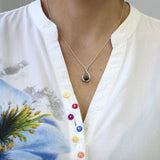 Pendant with Pet Ash Sphere inside Silver Teardrop