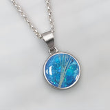 Silver Pendant · Circle with Hair from Your Pet and Shiny Background