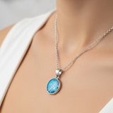 Silver Pendant · Circle with Hair from Your Pet and Shiny Background