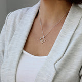 Pet Hair Heart and Paw Silver Pendant