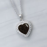 Silver Pendant · Heart with your pet's hair and cubic zirconia