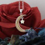 Pendant with Hair from Your Pets in Silver Moon and Star