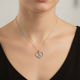 Pet Hair Pendant in Silver Heart with Paw Print and Cubic Zirconia