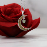 Pendant with Hair from Your Pets in Silver Moon and Star