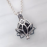 Silver Pendant · Lotus Flower Cage with Sand or Soil Pearl