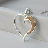Silver Pendant · Heart and Moon with Sand or Earth