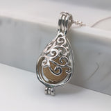 Silver Cage Pendant with Sand and Filigree